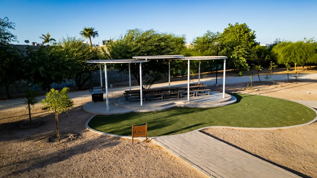 Palapa entre árboles del desierto