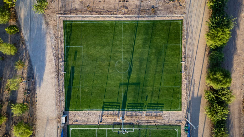 Vista cenital de la cancha de fútbol